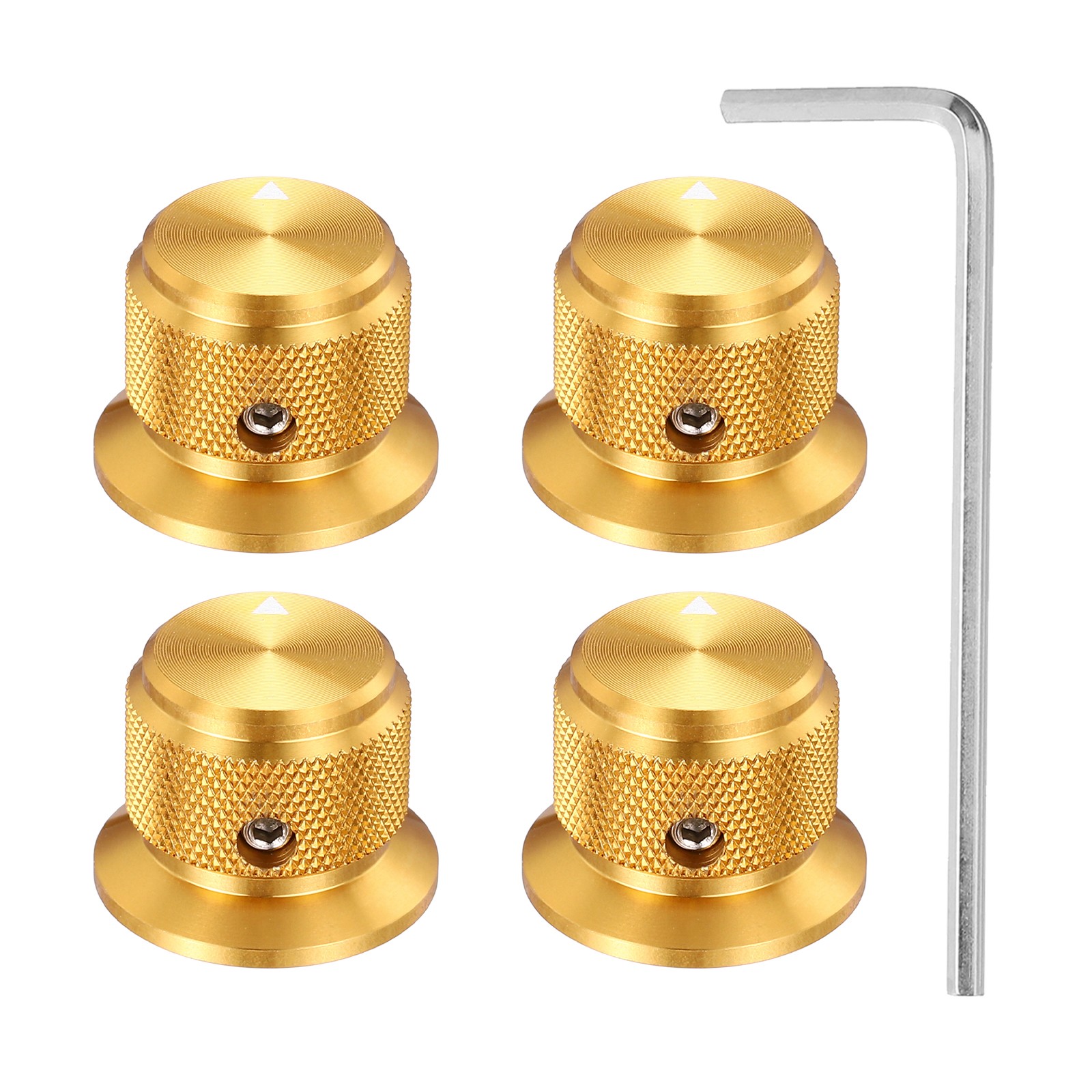 4 Pcs Aluminium Potentiometer Knobs 3/16" (4mm) Volume Tone Control 3/4" Gold