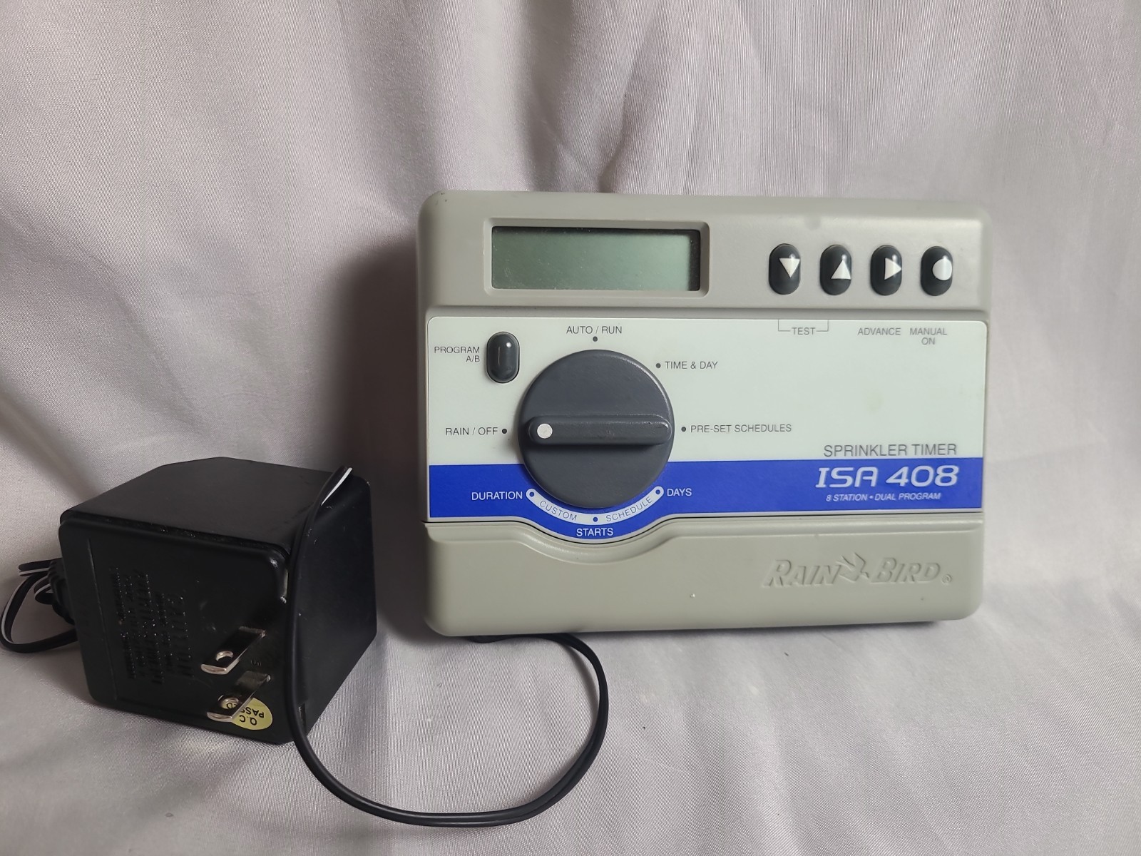 Rain BIRD ISA-408 8 Station Automatic Dual Program Sprinkler Timer w/AC Adapter