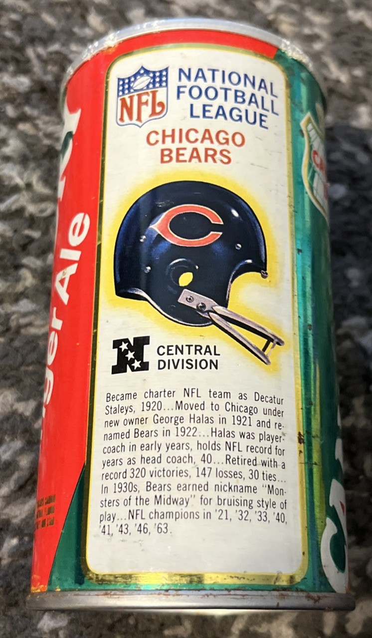 CANADA DRY GINGER ALE CHICAGO BEARS STRAIGHT STEEL HELMET CAN