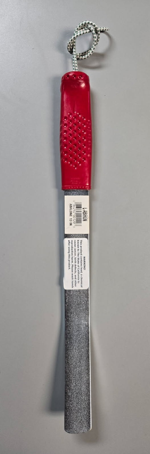 Abalone Angled Shell Pry Bar, 13 " Tool, Coated Red Comfort Handle.