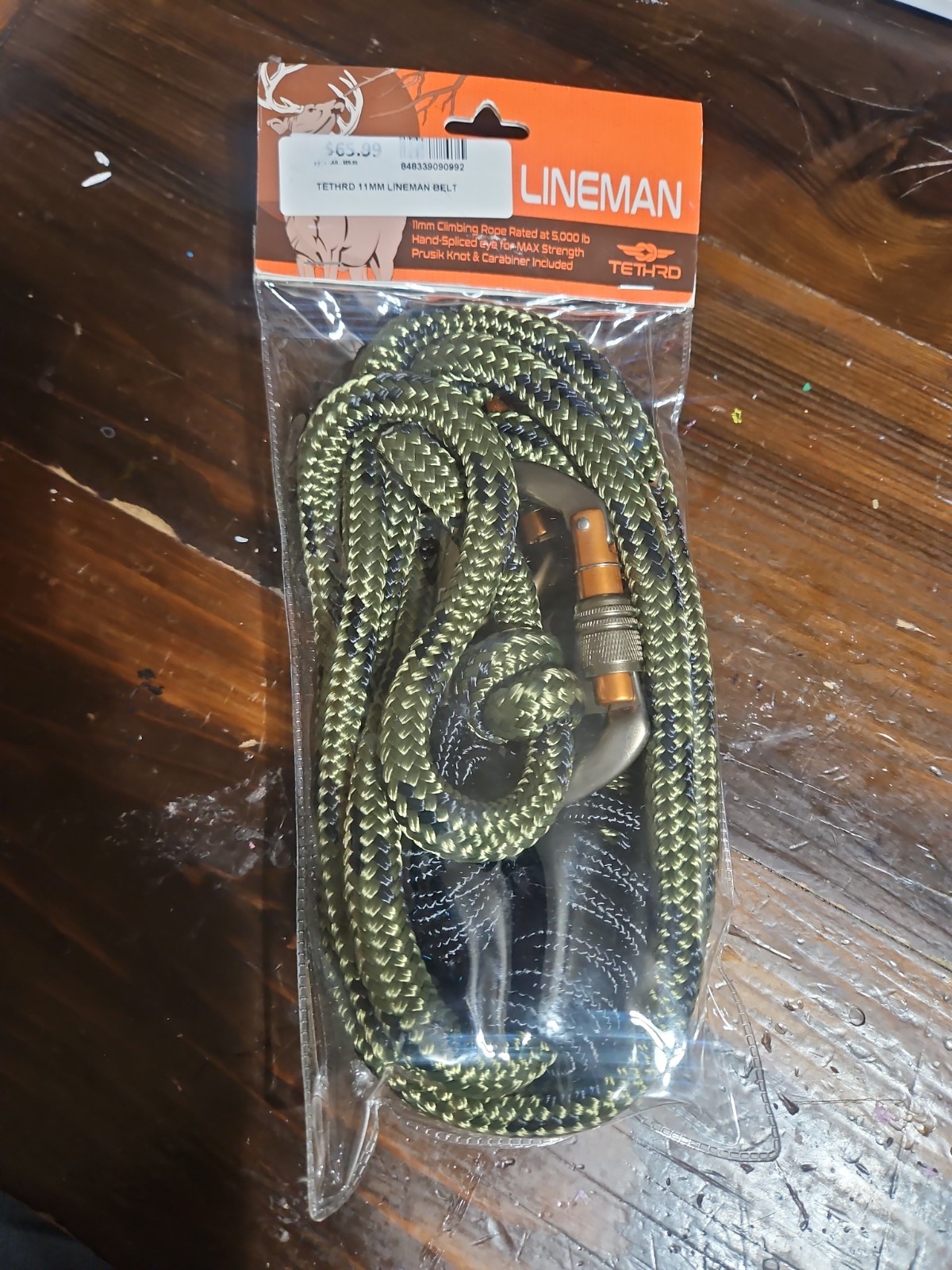 Tethrd 11mm Lineman Belt Saddle Hunting Climbing Rope Kit NEW Sealed w/...