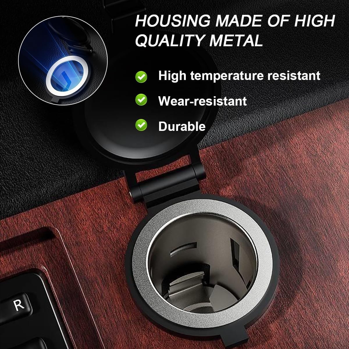 DC 12V Waterproof Cigarette Lighter Power Adapter with Cable, Universal Cigar...