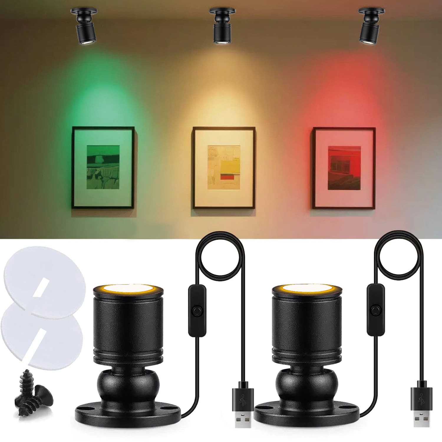 USB Powered Mini Spotlights for Displays 2-Pack – 5V Small LED Spot Lights In...