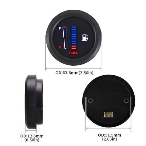 52mm Fuel Level Gauge, Universal 12V/24V 2" LED Display for Boat RV 240-33ohm