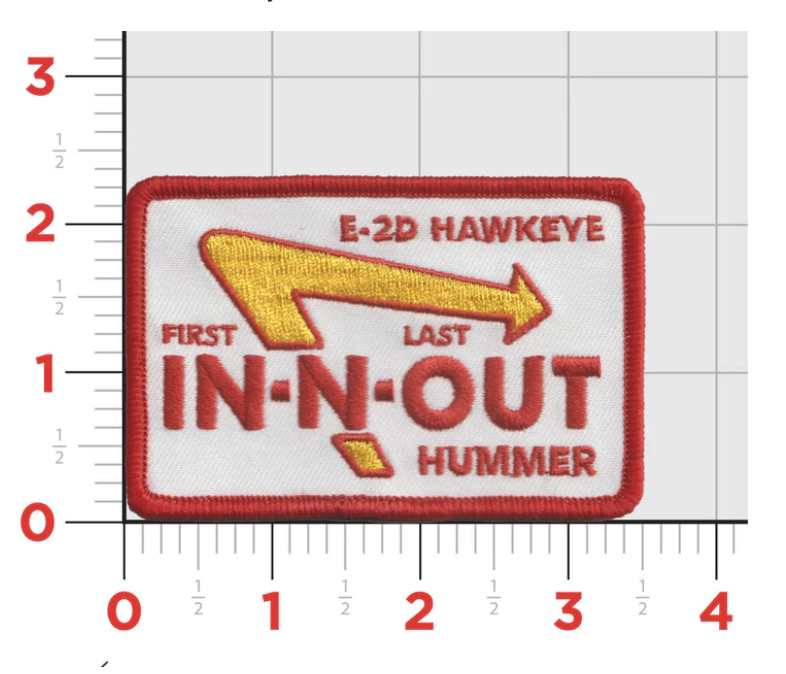 NAVY E-2D HAWKEYE IN-N-OUT HUMMER EMBROIDERED PATCH HOOK & LOOP