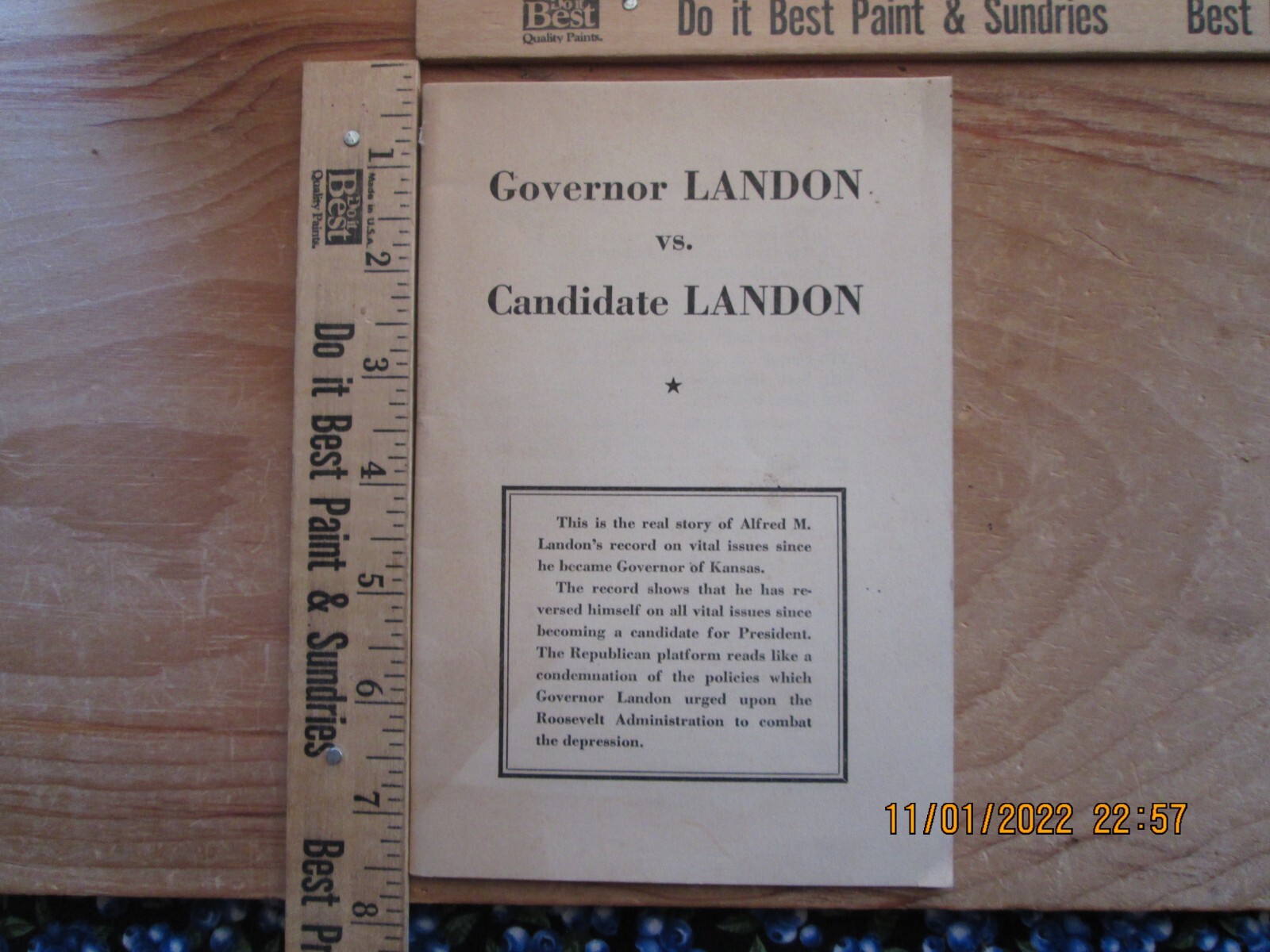 Governor Landon vs candidate Landon governor of Kansas booklet