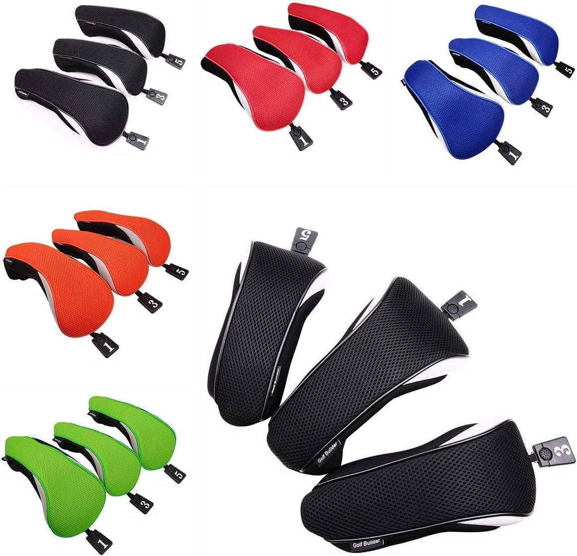 Interchangeable 3pcs Golf Headcover Set for Driver 1, 3, 5 - Elegant Blue Style