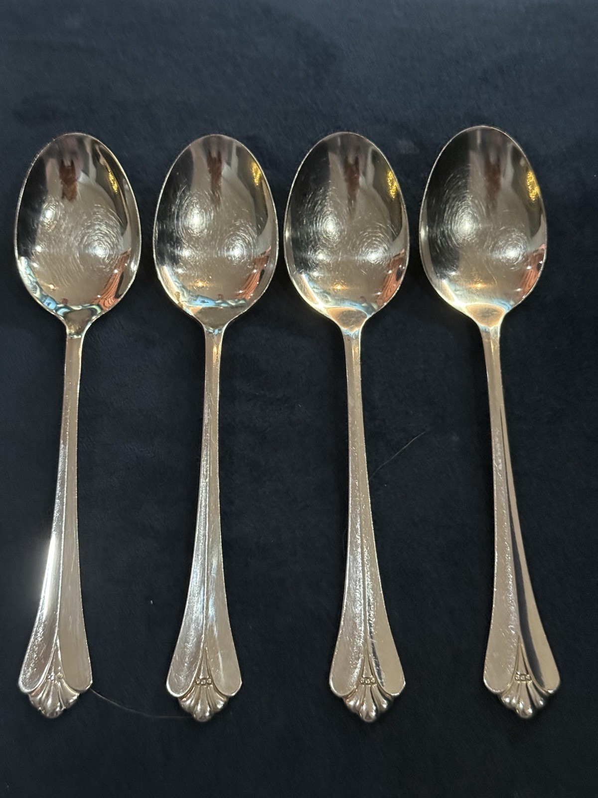 Oneida Community Royal Flute Glossy Stainless 4 Tablespoons Oval Soup Spoons