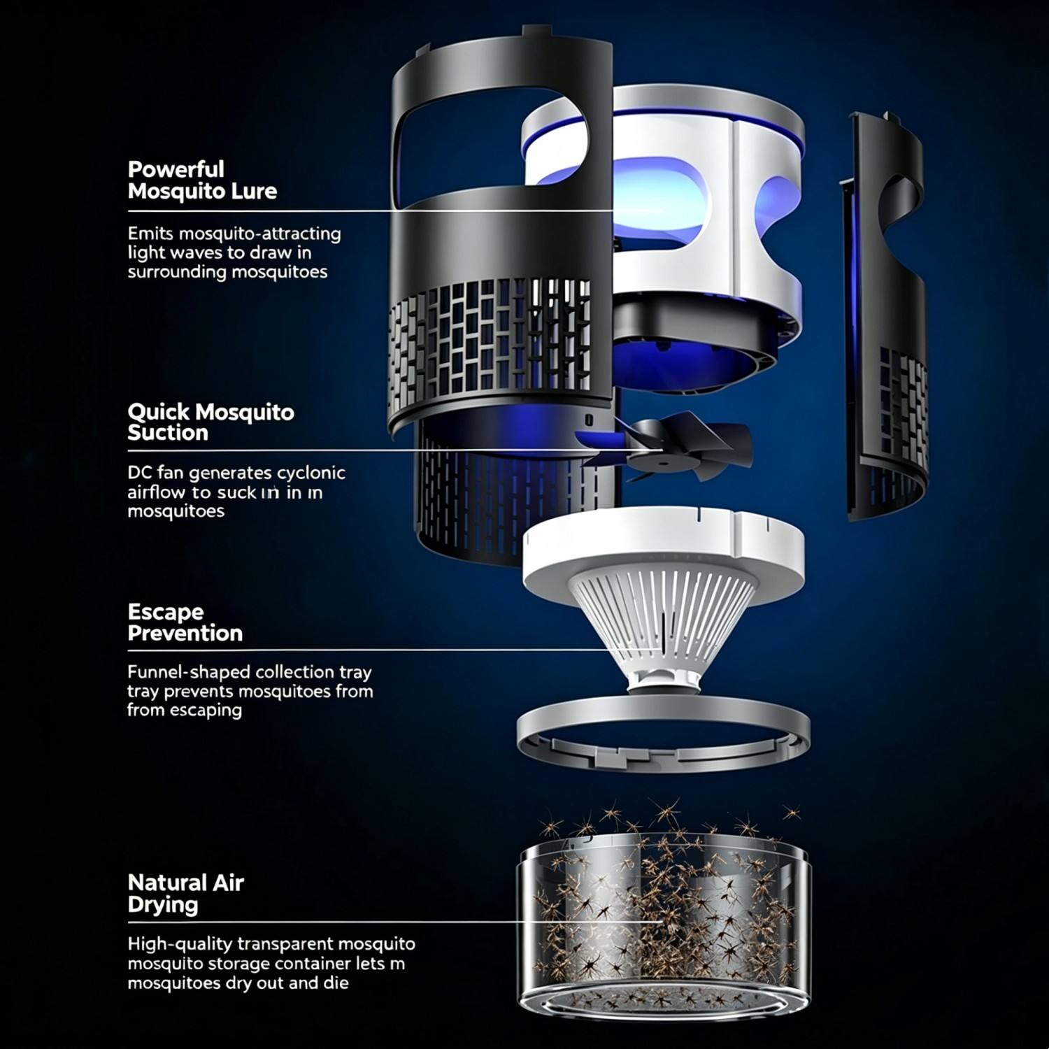 Electric Mosquito Insect Fly Bug Zapper Killer LED Light Trap Lamp Rechargeable
