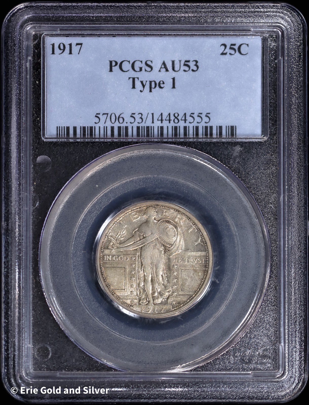 1917 25C Type 1 Standing Liberty Quarter PCGS AU 53