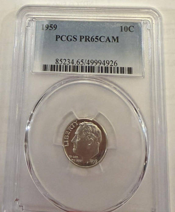 1959 PCGS Roosevelt PR65Cam, Silver & Nice Devices