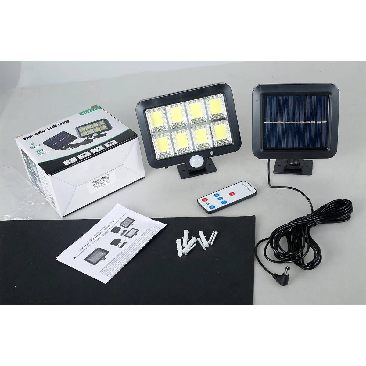 2PCS Solar Wall Light LED Motion Sensor Outdoor Bright Flood Street Lamp 3 Modes