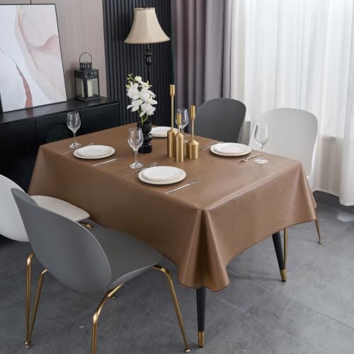 Elegant Rectangular Tablecloth, 100% Waterproof 70" x 52" (Rectangular) Brown