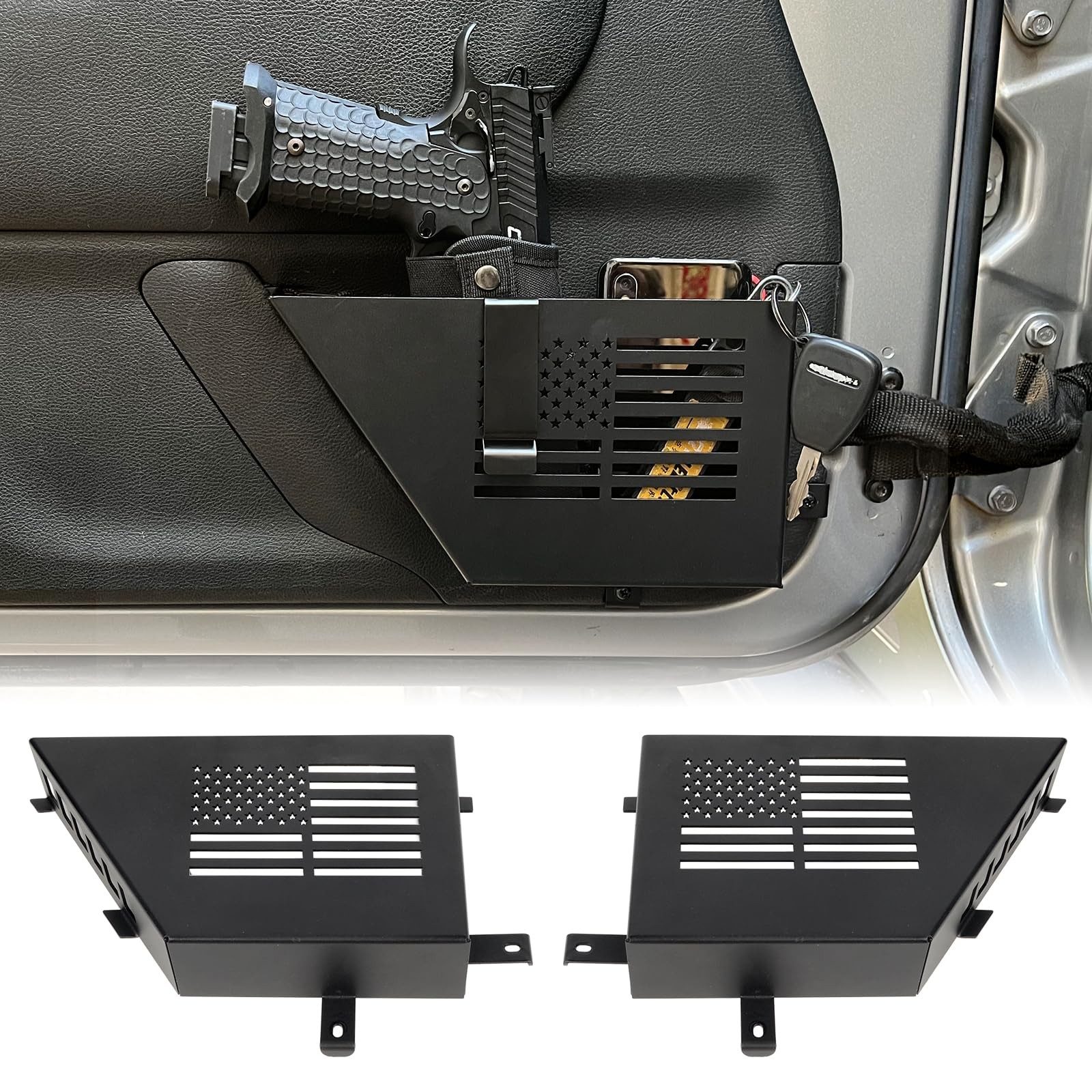 Metal Front Door Storage Box for 2007-2018 Jeep Wrangler JK JKU 2/4 Door