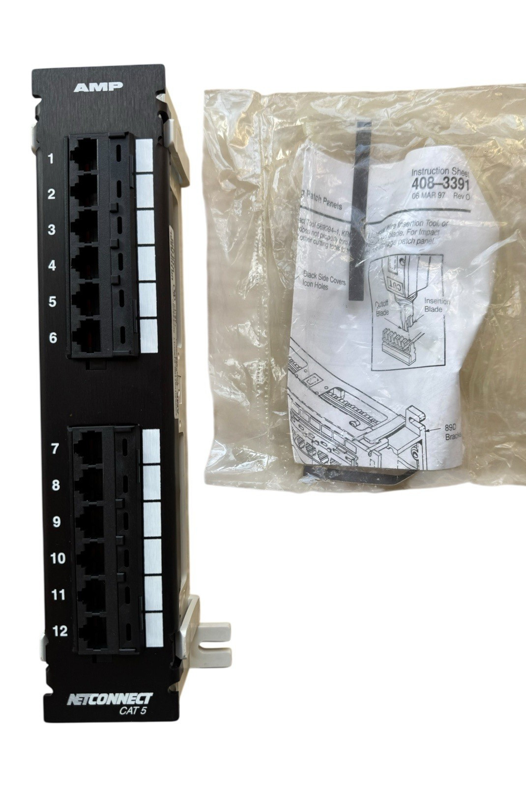 AMP Cat 5 Open Cabling Patch Panel Kit 12 Port RJ45