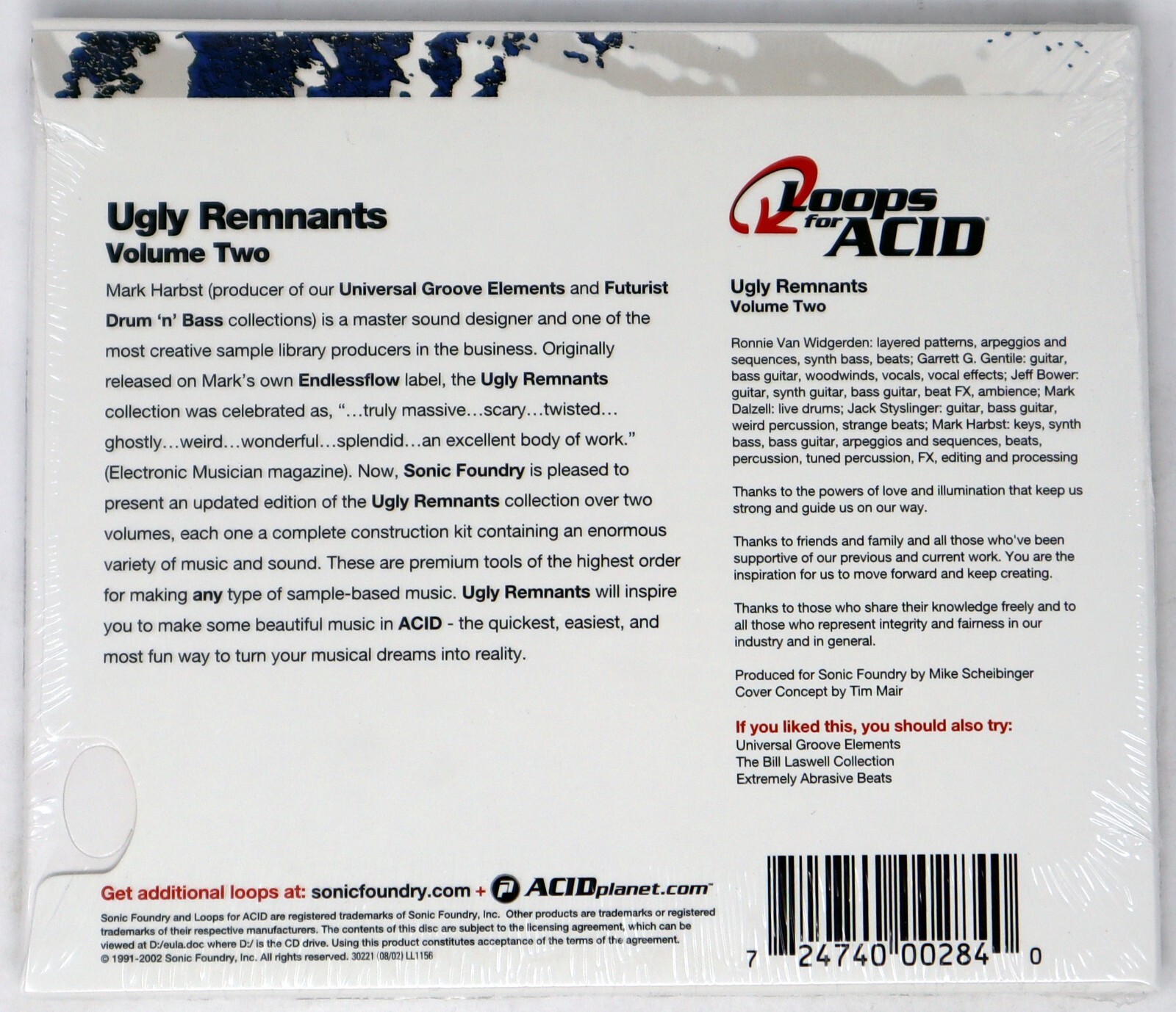 Sonic Foundry Ugly Remnants Two Loops For Acid Sample/Sound Library/Sampling CD