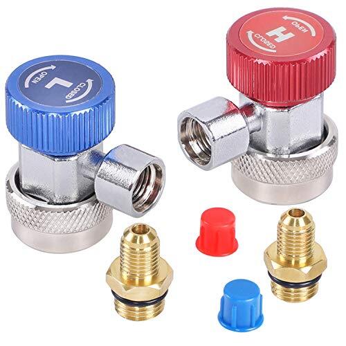 Automotive AC R134a Adjustable Quick Coupler Kit HVAC High Low Connector Conv...