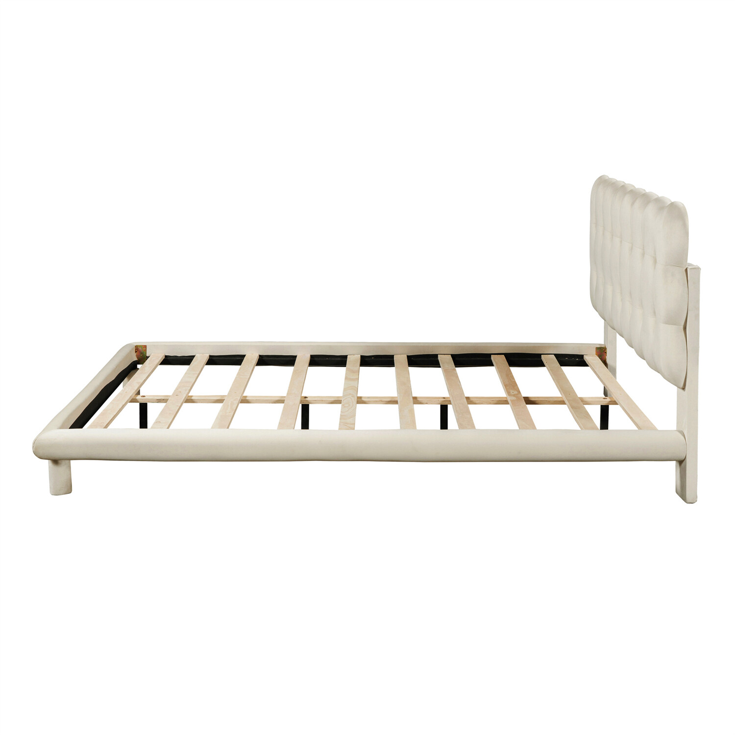 Queen Size Bed Frame Upholstered Platform Bed Frame w/ LED Lights US
