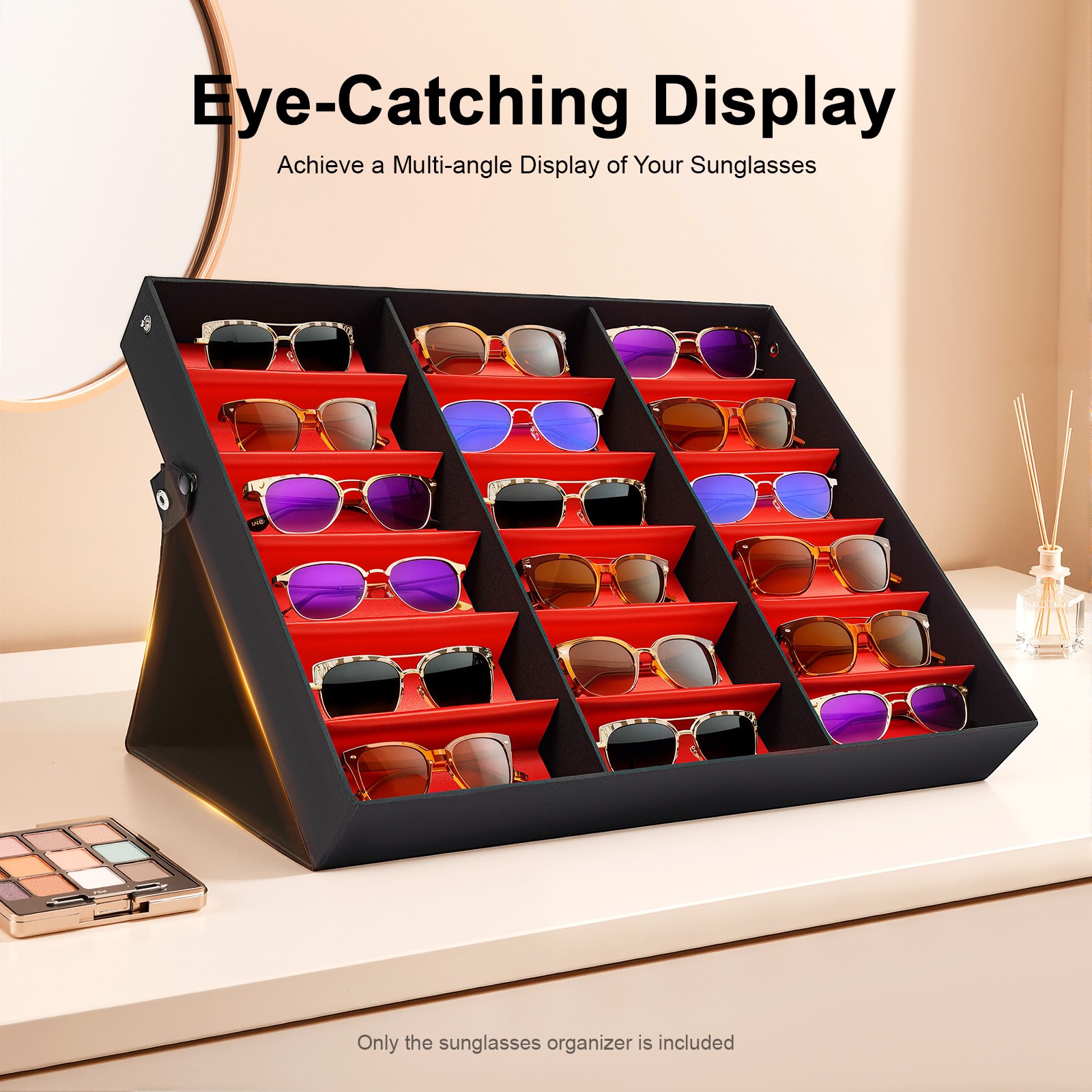 18 Slot Sunglasses Glasses Eyeglass Organizer Eyewear Display Case Storage Box