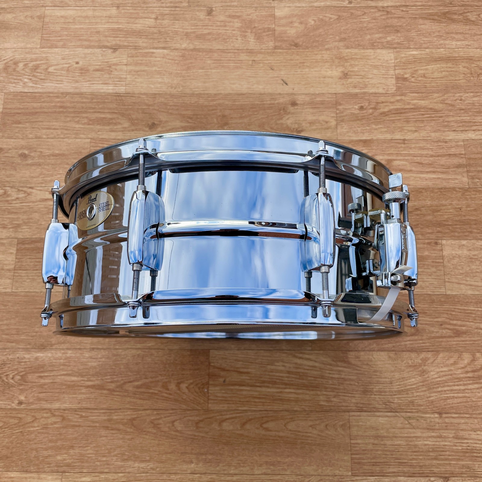 1990s Pearl Steel 5x14 Snare Drum 8-Lug Chrome Over Steel