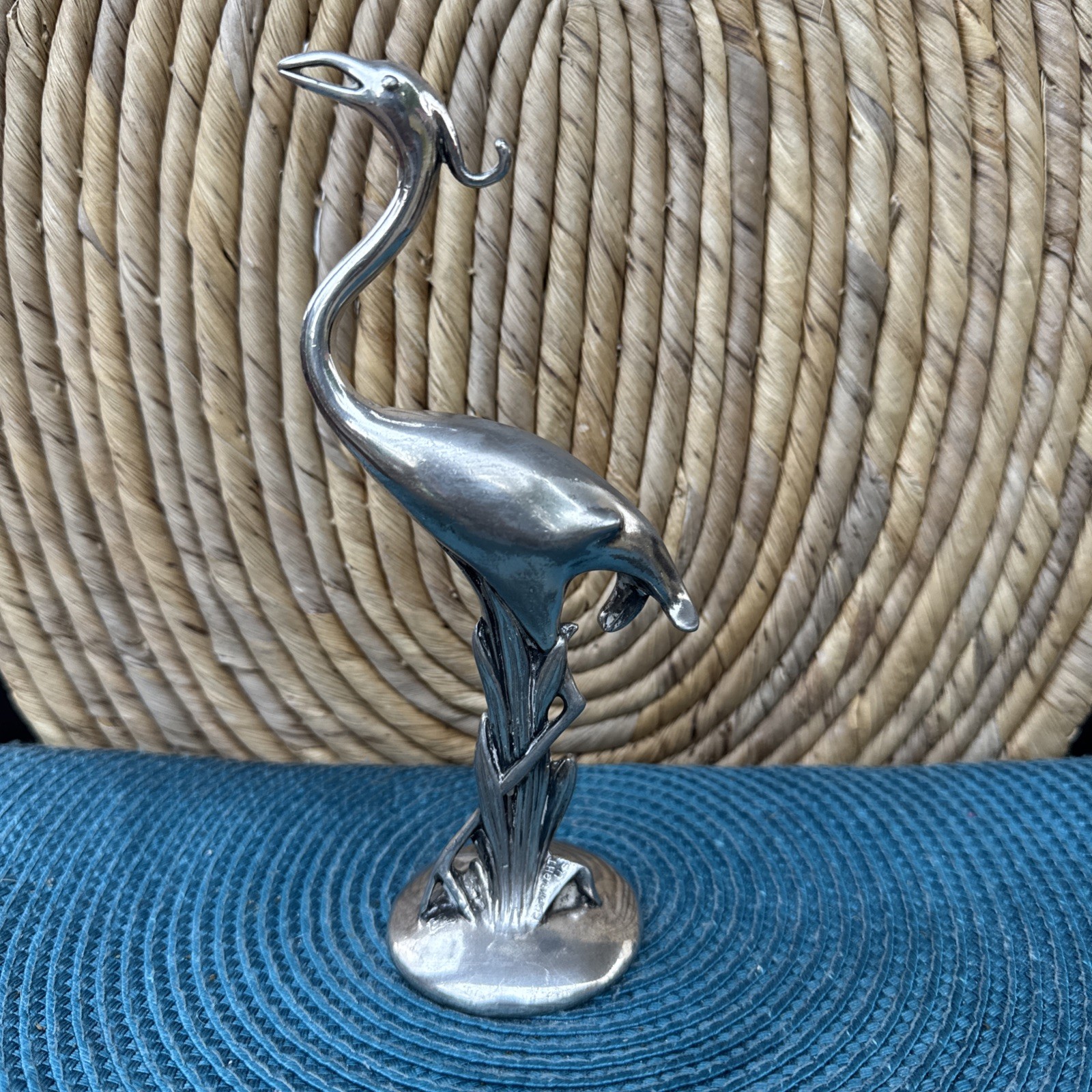 VTG Silverplated FLAMINGO BIRD Figurine Weidlich Bros Mfg Co MADE in USA