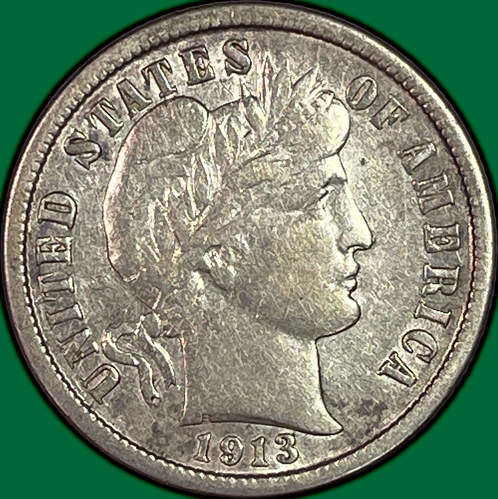 1913 Barber Dime Extremely Fine XF Coin #42575