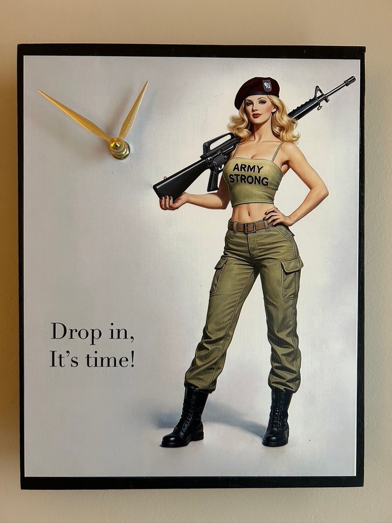 Collectible Original Sexy US Army 82nd Airborne Vietnam Era Pin-up Wall Clock
