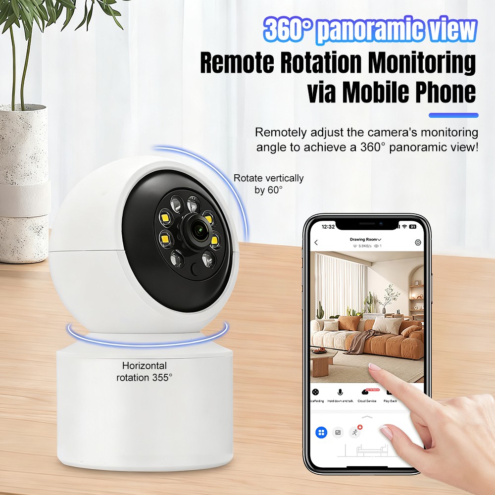 1080P 360° Camara De Seguridad WIFI PTZ Inalambrica Para Casa Exterior Con Audio