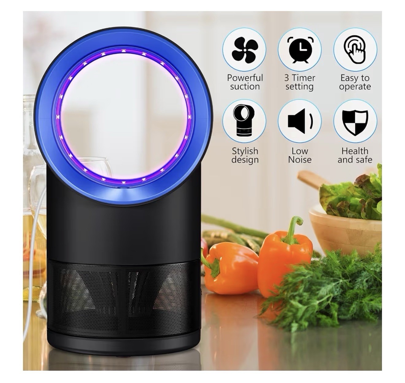 Fruit Fly Trap for Indoors Gnat Insect Trap with Timer 10 Refills Blue
