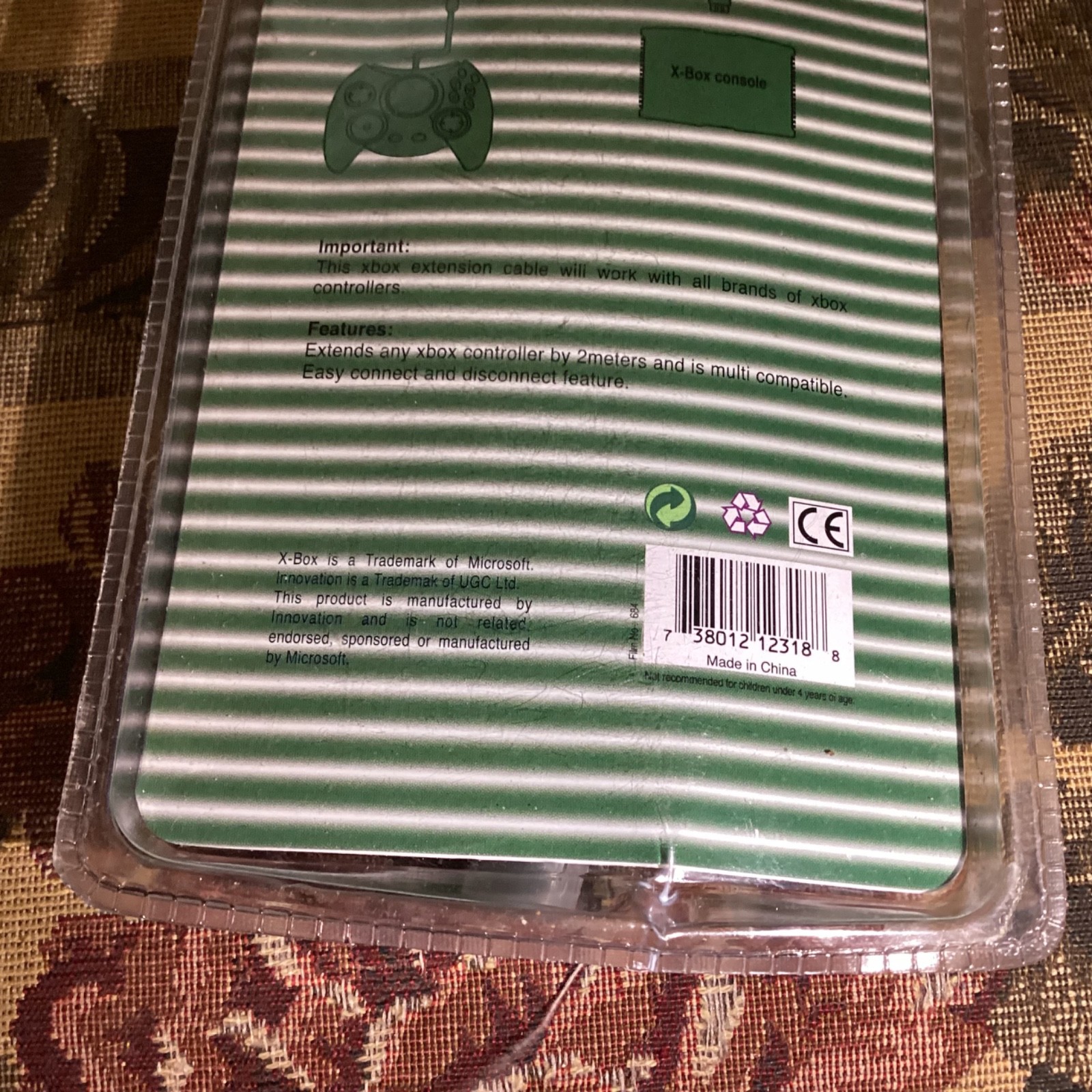 1 Innovation Controller Extension cord for Original Microsoft Xbox new Sealed