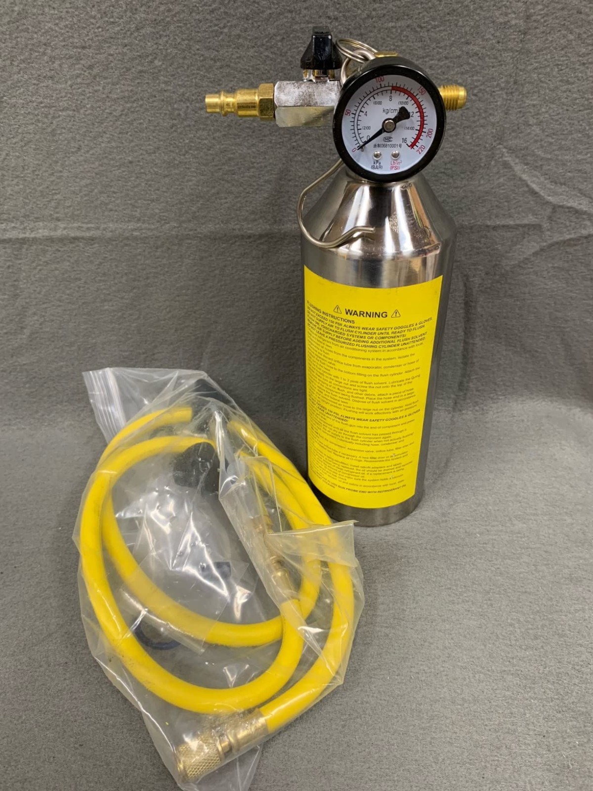 Automotive AC Flush Kit Stainless Steel Canister HVAC Cleaning Tool 1L Universal