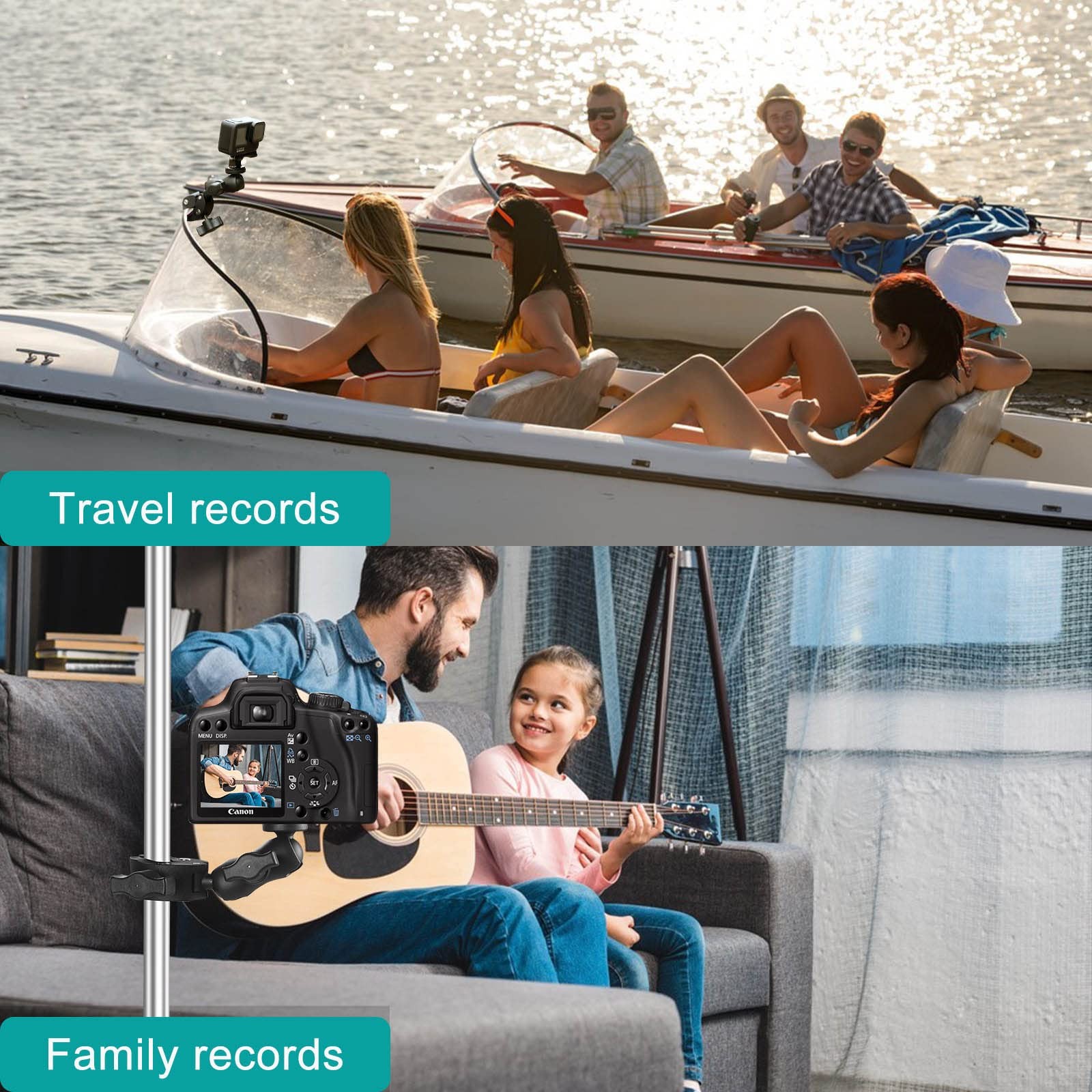 Super Double Clamp Camera Mount Chair Umbrella Clamp, with 360° Magic Arm Dou...