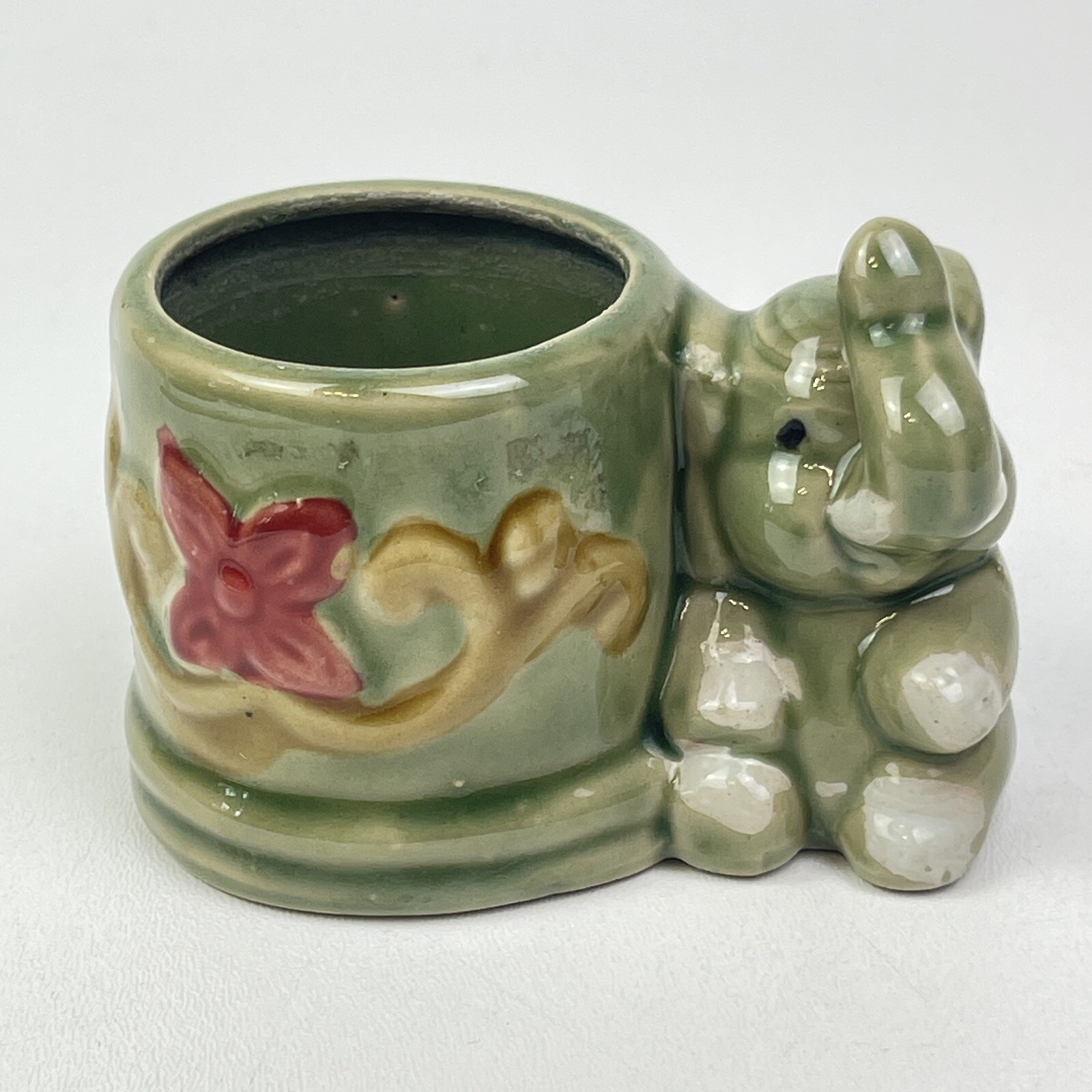 Succulent Bamboo Mini Planter-Glazed With Elephant Trump Up For Good Luck 3”
