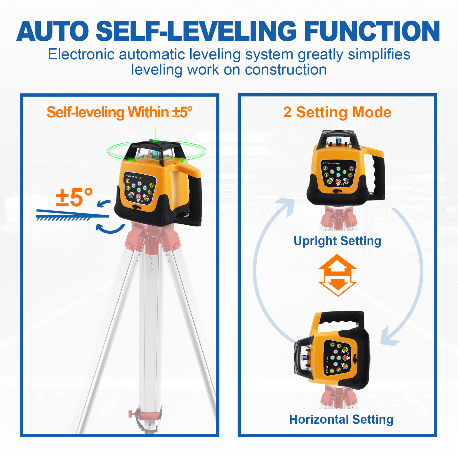 Automatic Self Leveling Green Rotary Laser Level Kit 360° Laser Measuring