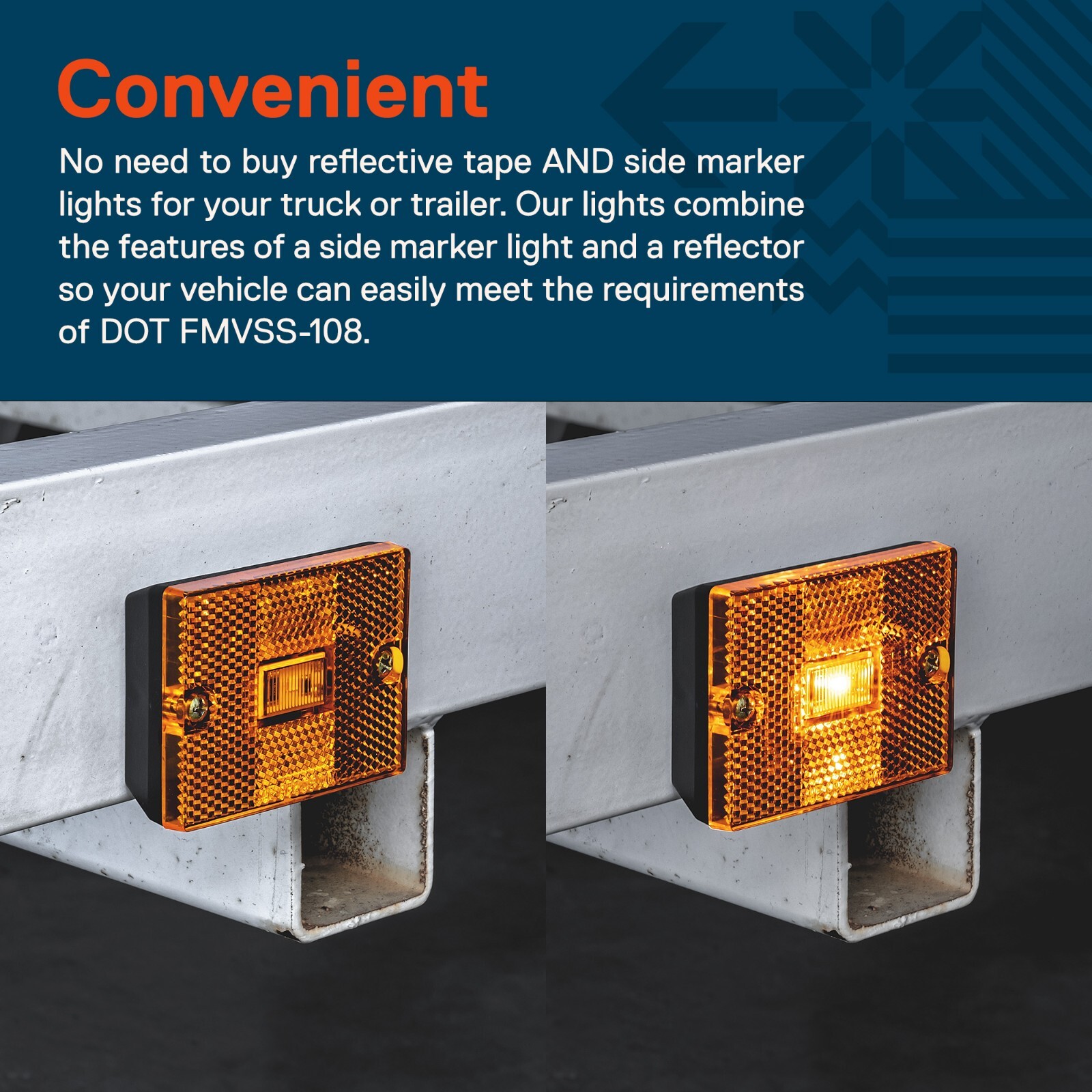 1pc DOT Stud-Mount Amber LED Side Marker Light for Utility Boat Trailers Over 80