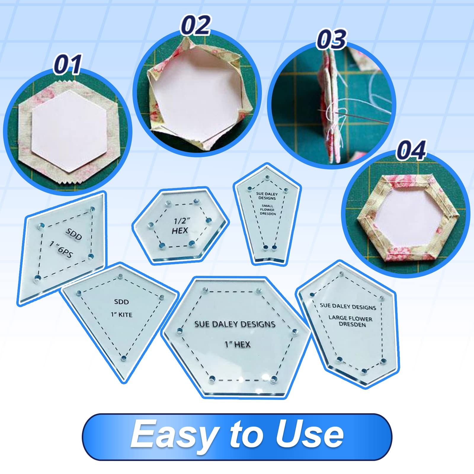 Assorted Acrylic Templates 300 PCS for Quilting Patchwork Sewing Craft