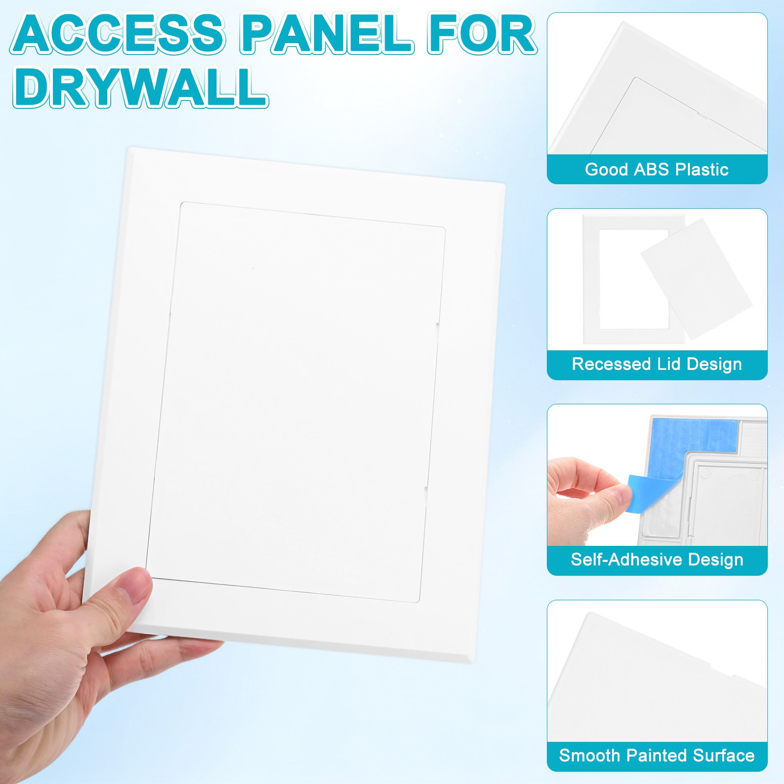2-Pack Access Panel for Drywall, 7x5" Plastic Removable [White, Rectangle]