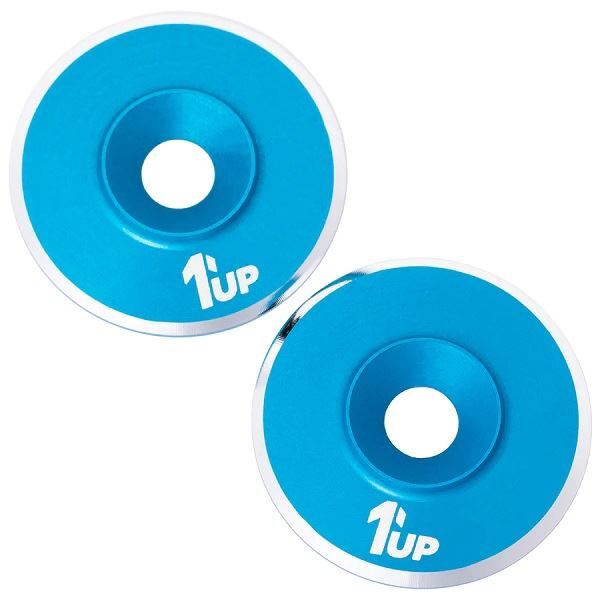 1UP Racing - 7075 LowPro Wing Washers, M3, Bright Blue Shine, 2pcs