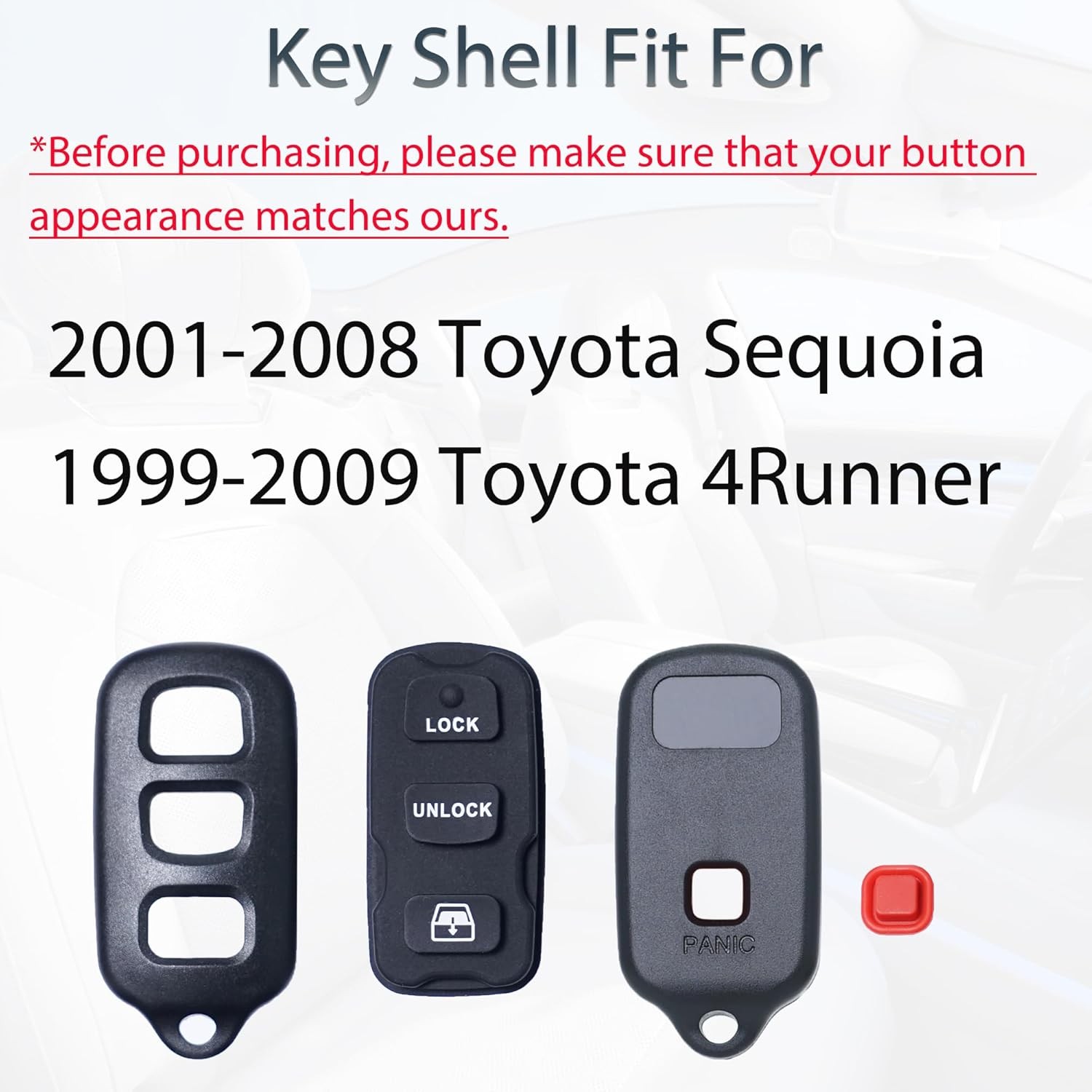 3+1 Button Key Fob Remote Shell Replacement Case Fits 1999–2009 4Runner Sequoia