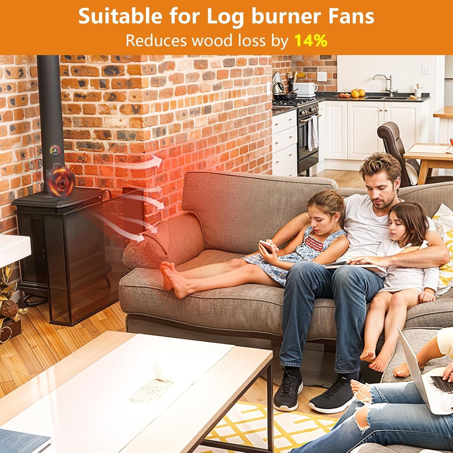 Eco-Friendly Heat-Powered 5-Blade Fan for Efficient Warm Air Distribution