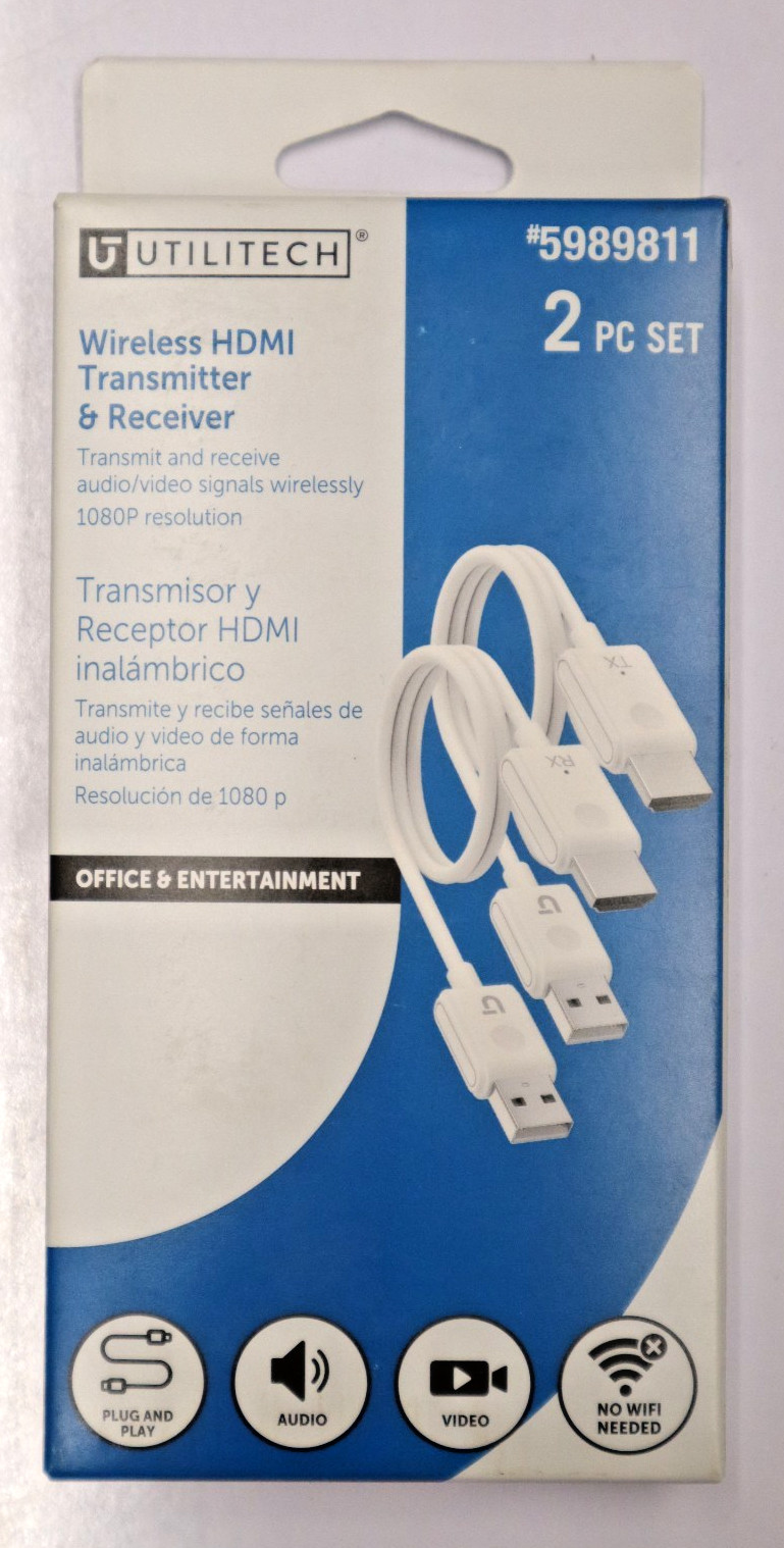 Utilitech Wireless HDMI Transmitter & Receiver, 2 Piece Set #5989811