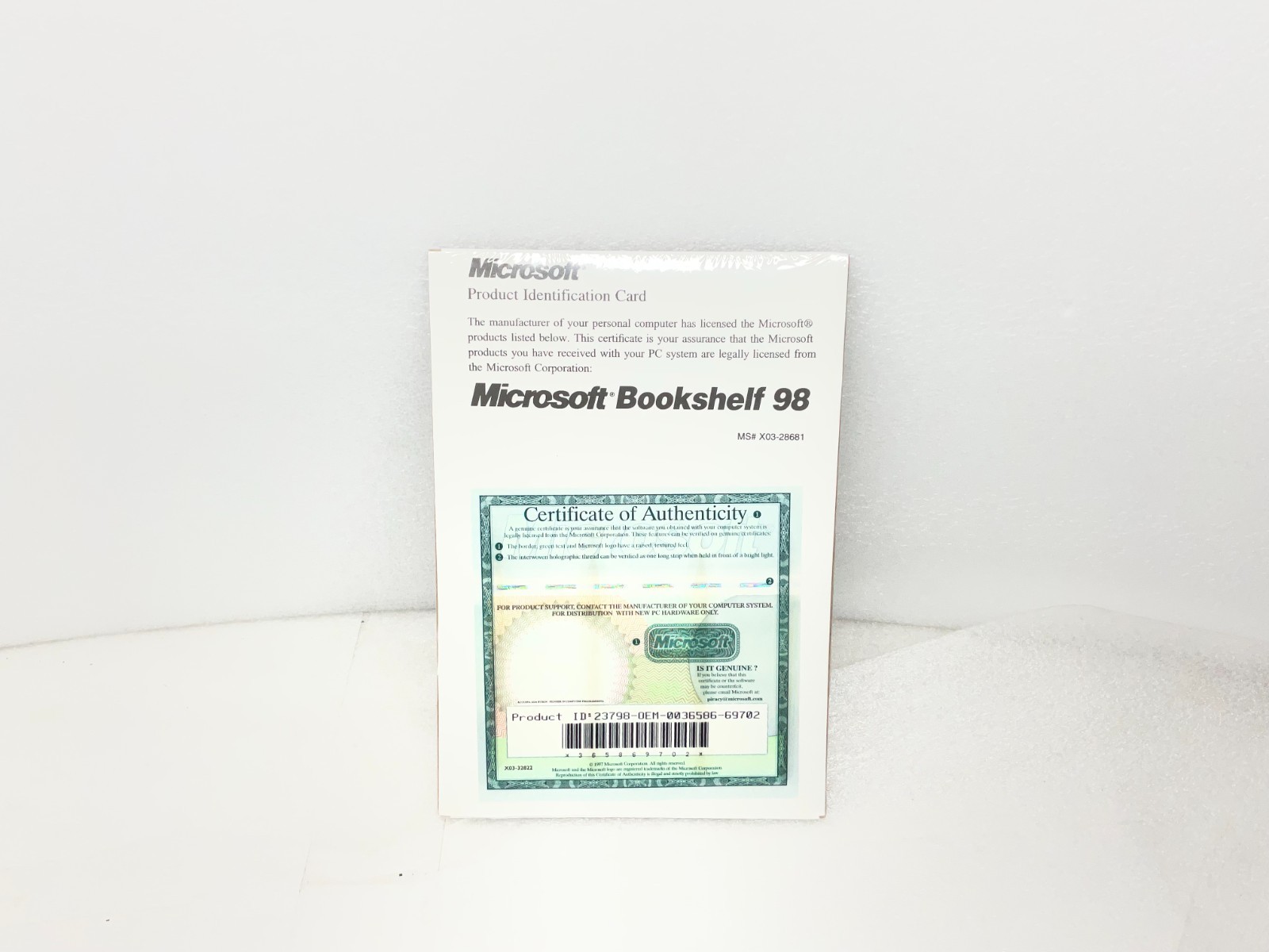 Microsoft Bookshelf 98 Software & COA NEW SEALED PN: 09931