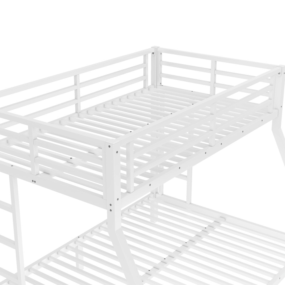 Twin over Full Metal Bunk Bed for Teens/Adults, Sturdy Noise-Free w/ Guardrail