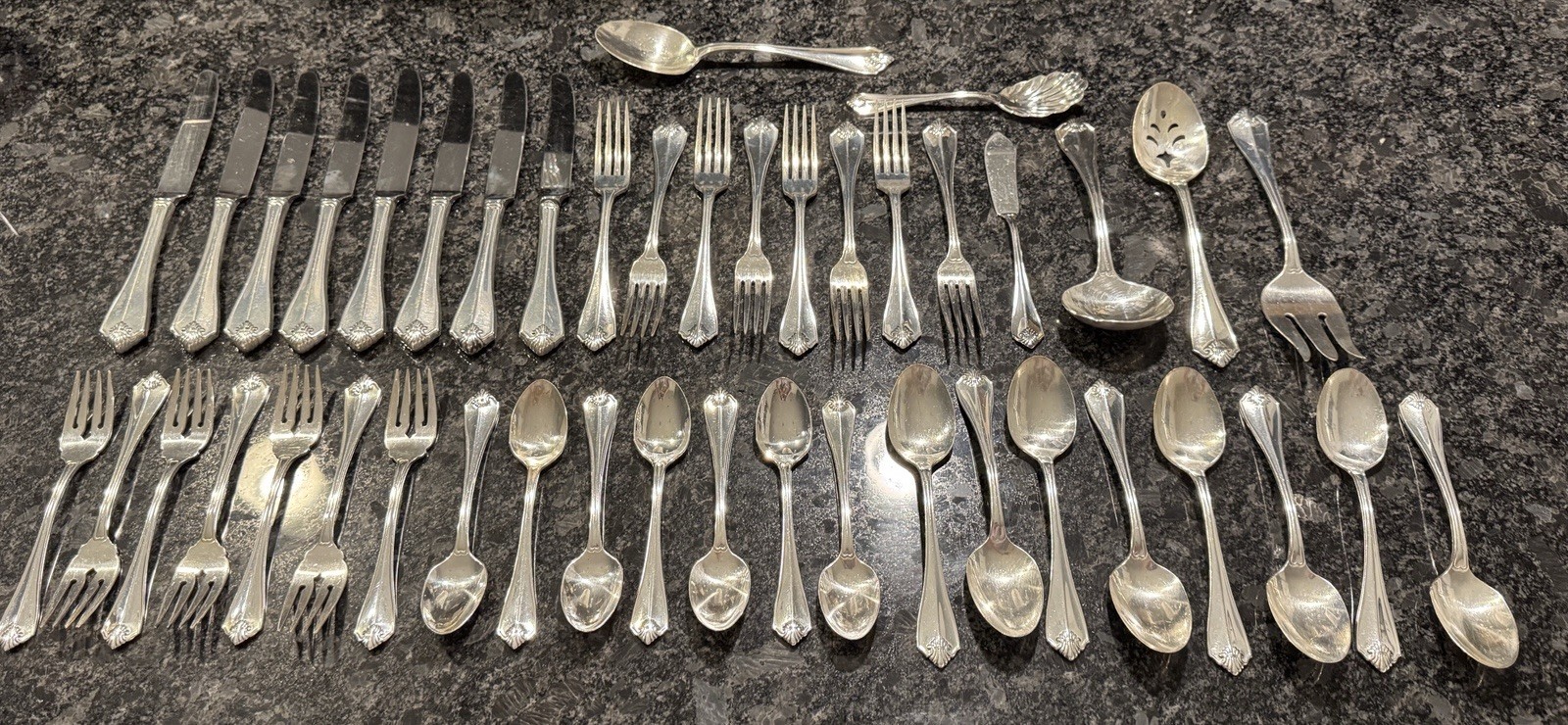 Oneida King James Silverplate Flatware Set Of 43 Pieces
