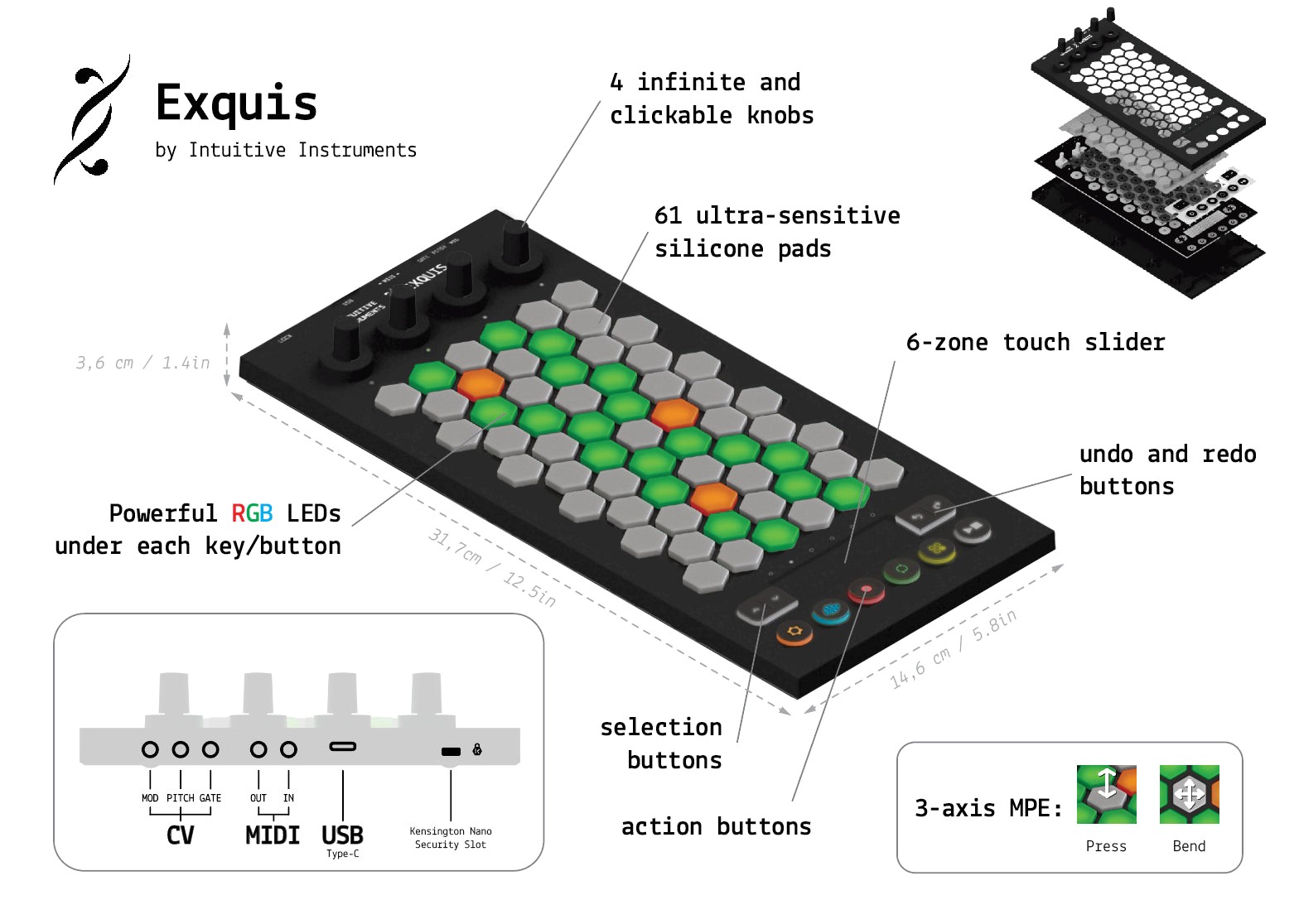 INTUITIVE INSTRUMENTS EXQUIS MPE CONTROLLER : NEW : [DETROIT MODULAR]