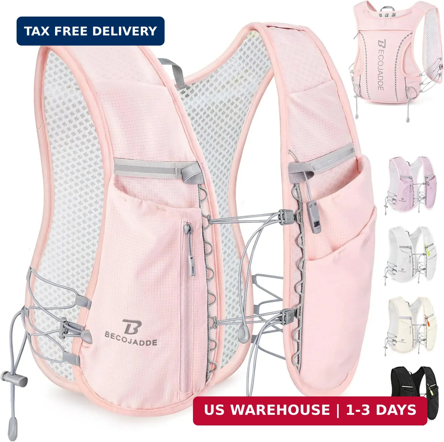 BECOJADDE 5L Running Vest for Women, Hydration Backpack Lightweight & Breathable
