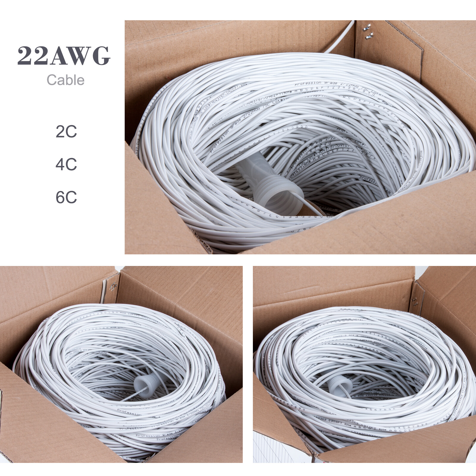 Security Wire Burglar Alarm 22/2 22/4 22/6 Speaker Cable Stranded White 1000ft