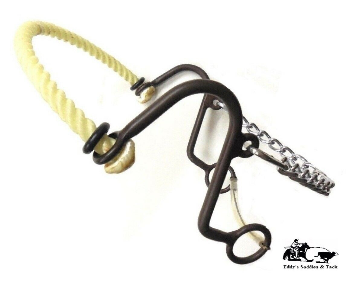 S Cheek Rope Nose Hackamore Antique Brown Horse Size New Eddy's Tack