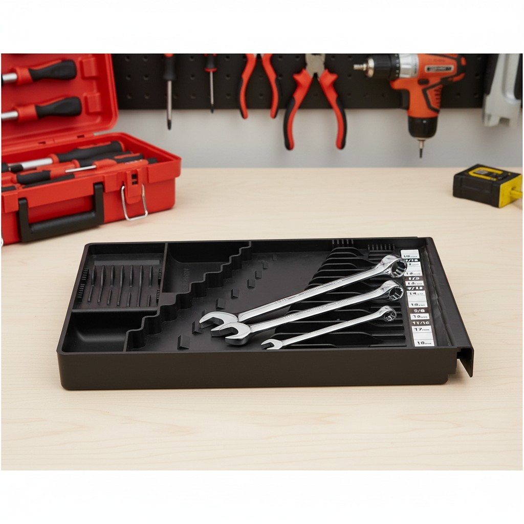 Portable Wrench Organizer with 28 Compartments for Efficient Tool Storage