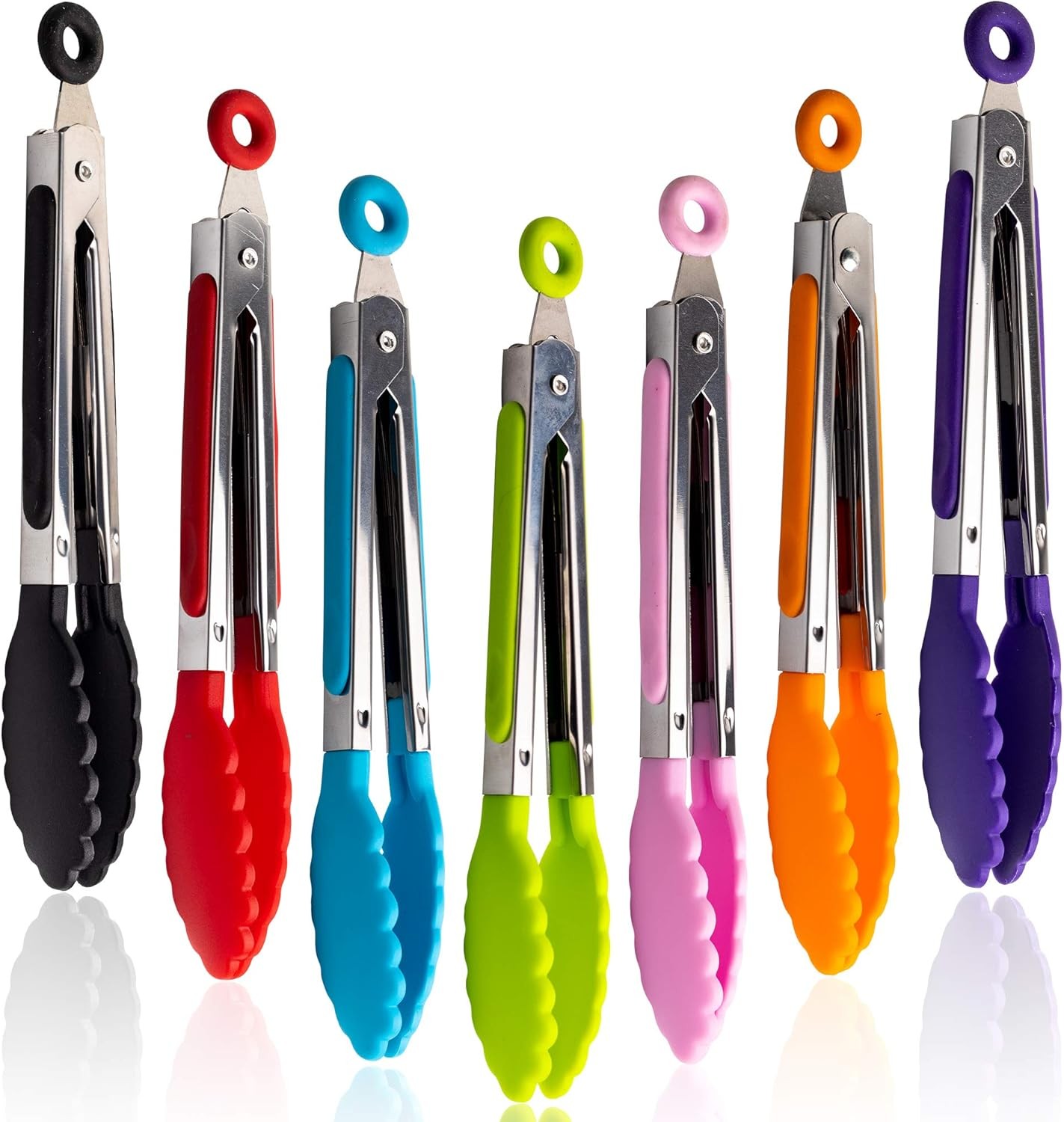 Kitchen Tongs Set 7-Inch Color Mini Small Food Tongs with Stainl Steel